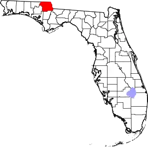 Map of Florida highlighting Jackson County