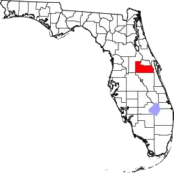 A state map highlighting Orange County in the middle part of the state. It is medium in size.