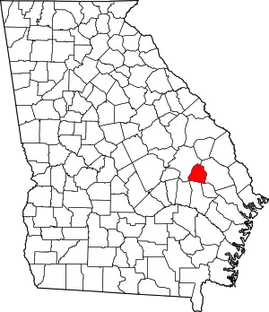 State map highlighting Candler County