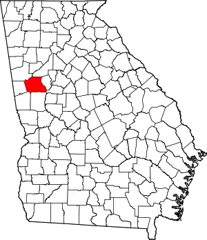 Map of Georgia highlighting Coweta County