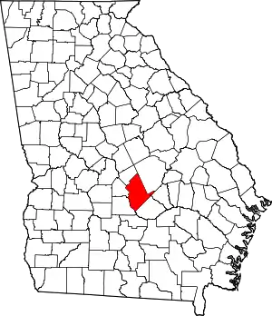 Map of Georgia highlighting Dodge County