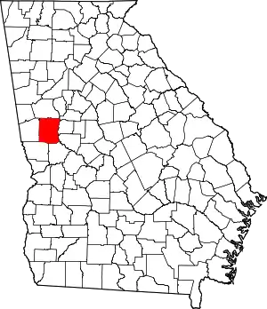 Map of Georgia highlighting Meriwether County