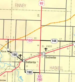 KDOT map of Haskell County (legend)