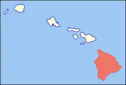 Location of the island of Hawaii in Hawaii