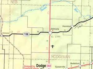 KDOT map of Hodgeman County (legend)