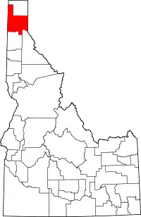 Map of Idaho highlighting Bonner County