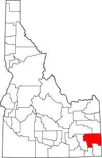 Map of Idaho highlighting Caribou County