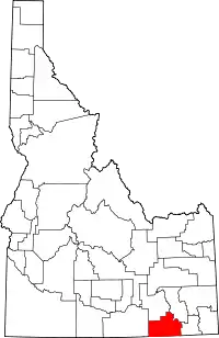 Map of Idaho highlighting Oneida County