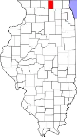 Map of Illinois highlighting Boone County