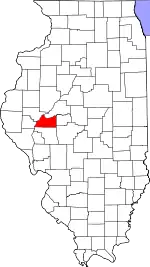 Map of Illinois highlighting Cass County