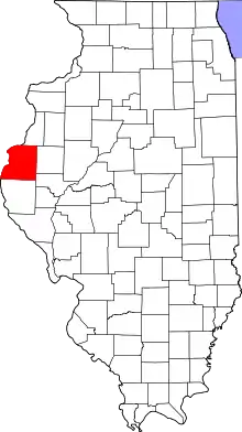 Map of Illinois highlighting Hancock County