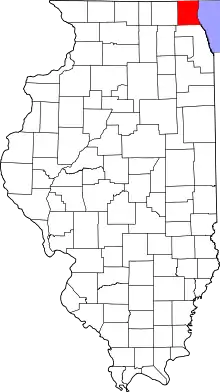 Lake County's location in Illinois