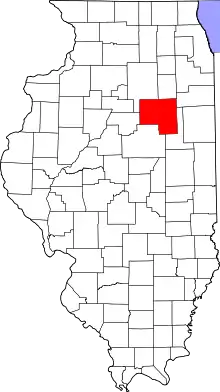 Map of Illinois highlighting Livingston County