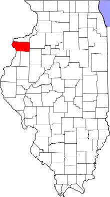 Map of Illinois highlighting Mercer County