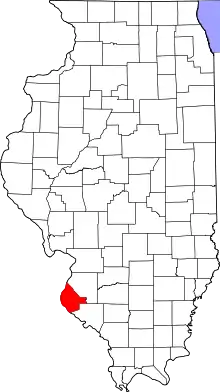 Map of Illinois highlighting Monroe County