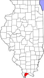 Map of Illinois highlighting Pulaski County