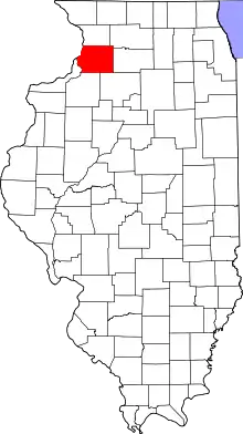 Map of Illinois highlighting Whiteside County