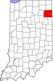 Map of Indiana highlighting Allen County