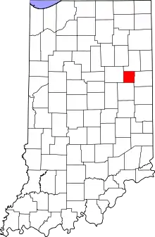 Map of Indiana highlighting Blackford County