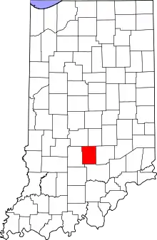 Map of Indiana highlighting Brown County