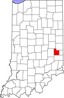 Map of Indiana highlighting Fayette County