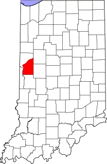 Fountain County's location in Indiana