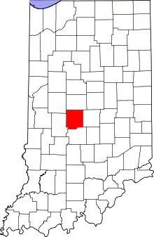 Map of Indiana highlighting Hendricks County