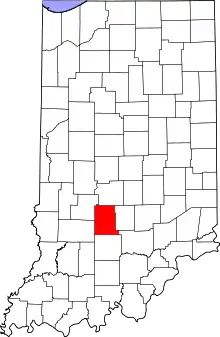 Map of Indiana highlighting Monroe County