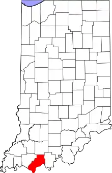 Map of Indiana highlighting Spencer County