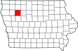 Map of Iowa highlighting Buena Vista County