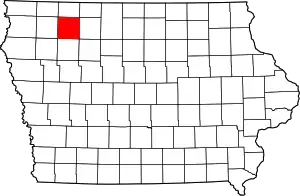 Map of Iowa highlighting Clay County