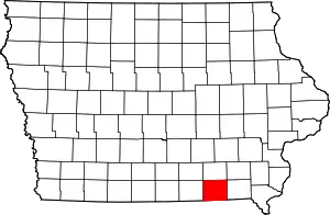 Map of Iowa highlighting Davis County