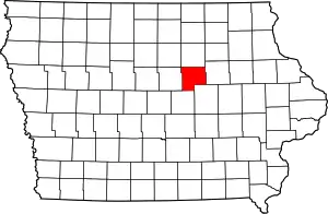 Map of Iowa highlighting Grundy County