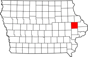 Map of Iowa highlighting Jones County