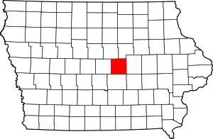 Map of Iowa highlighting Marshall County