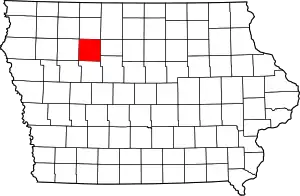 Map of Iowa highlighting Pocahontas County