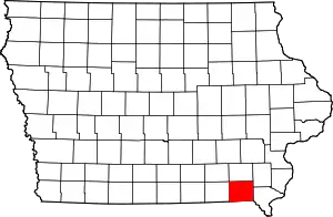 Map of Iowa highlighting Van Buren County