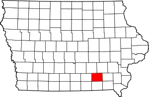 Map of Iowa highlighting Wapello County