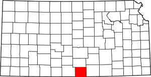 Map of Kansas highlighting Harper County