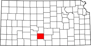 Map of Kansas highlighting Pratt County