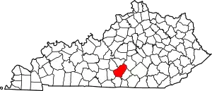 Map of Kentucky highlighting Adair County