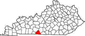 Map of Kentucky highlighting Allen County