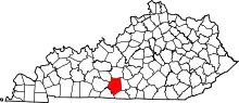 Map of Kentucky highlighting Barren County