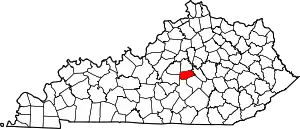 Map of Kentucky highlighting Boyle County