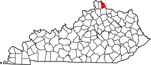 Map of Kentucky highlighting Campbell County