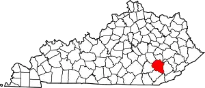 Map of Kentucky highlighting Clay County