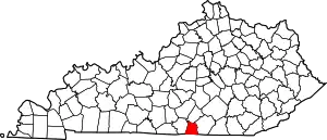 Map of Kentucky highlighting Clinton County