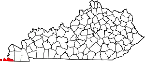 Map of Kentucky highlighting Fulton County