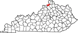 State map highlighting Gallatin County