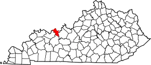 Map of Kentucky highlighting Hancock County